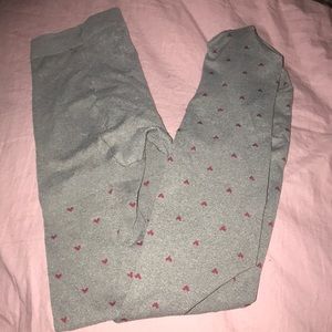 Grey Tights with Red Hearts